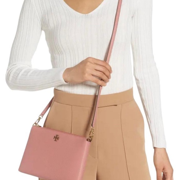 Tory Burch Kira Pebbled Wallet Crossbody In Pink Magnolia NWT - Picture 4 of 12